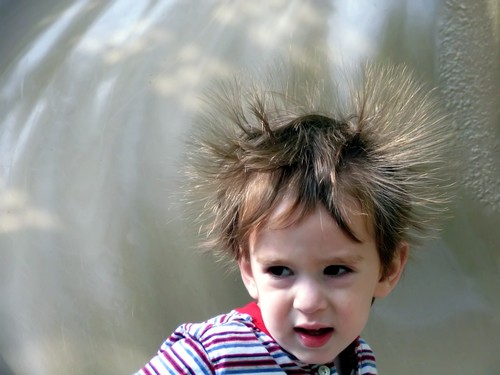 Child with static hair